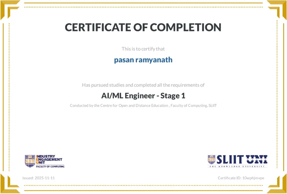  AI/ML Engineer - Stage 1 