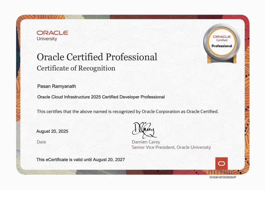 Oracle Cloud Infrastructure (OCI) 2025 Certified Developer Professional